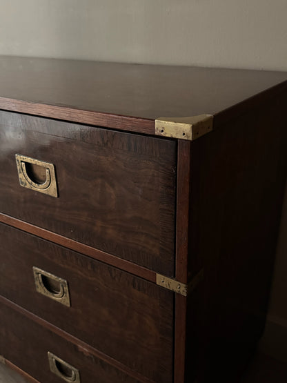 Drexel campaign 9 drawer walnut dresser