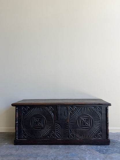 Northern European carved oak chest