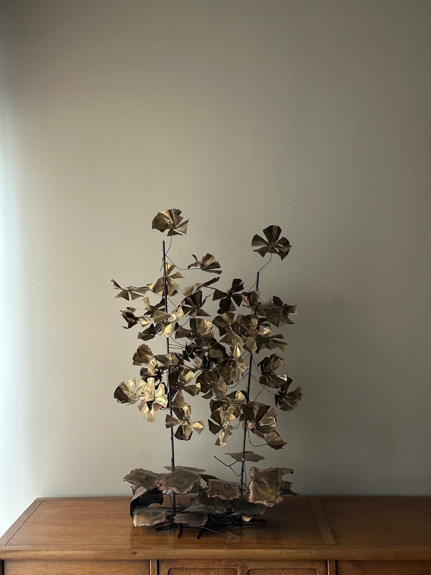 Bronze flower sculpture