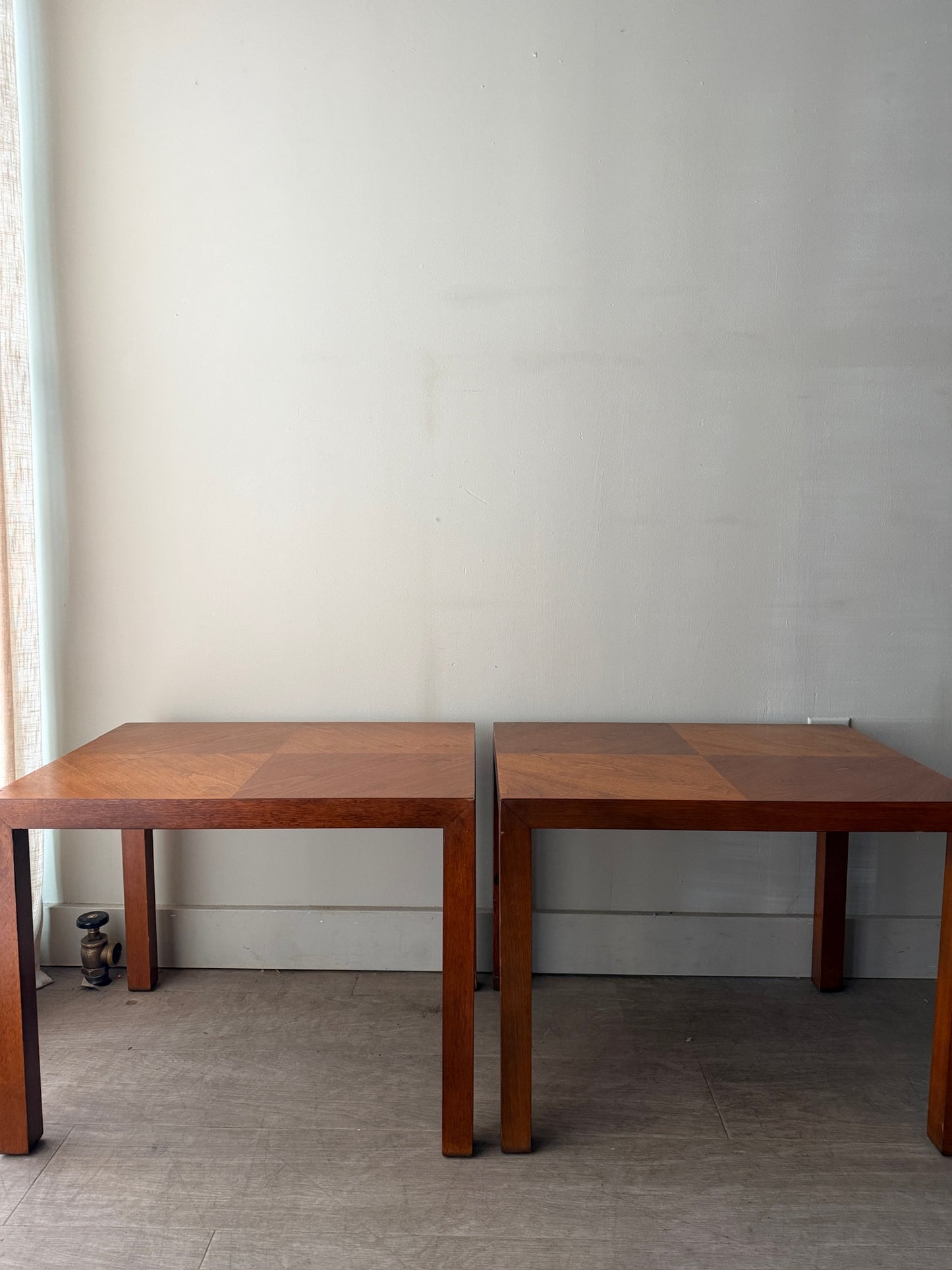 Lane walnut side tables. Sold individually.