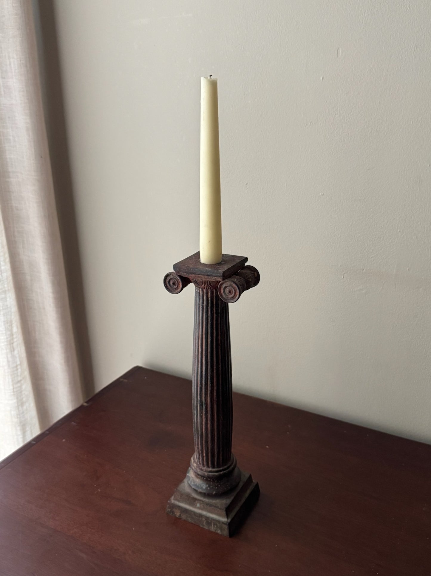 Bronze neoclassical column candlestick