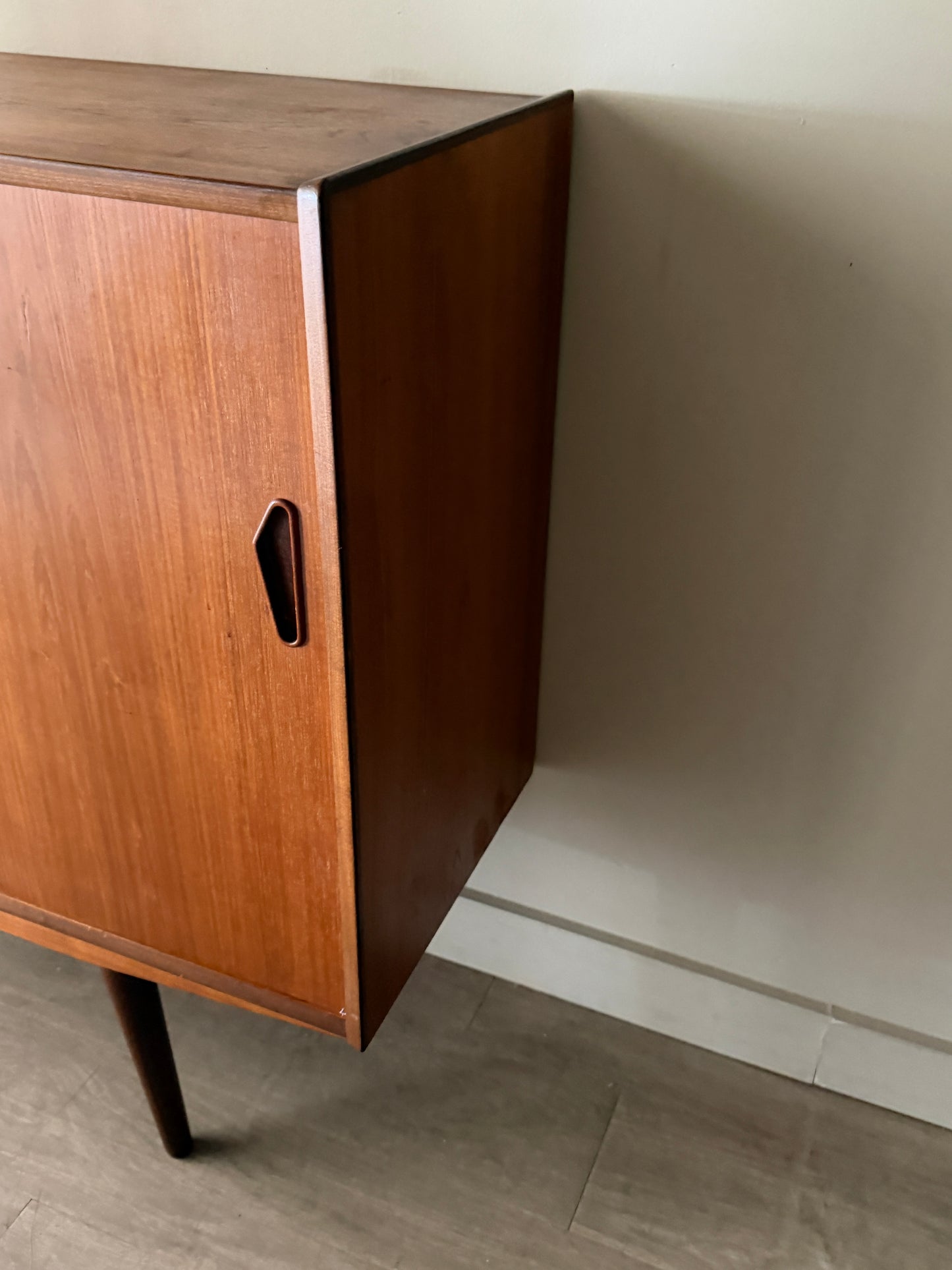 Danish teak sideboard with drop down bar