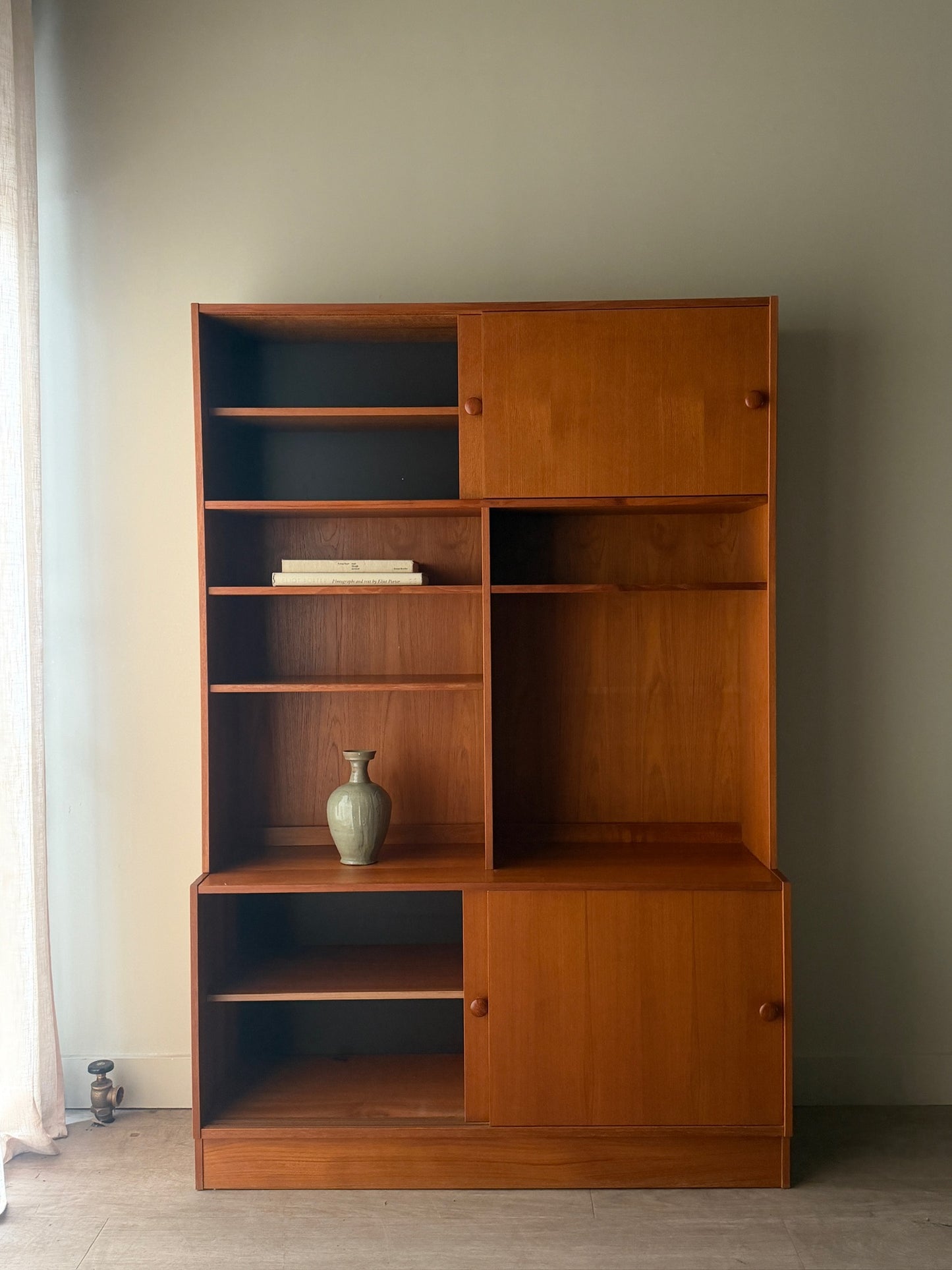 Danish teak two piece hutch