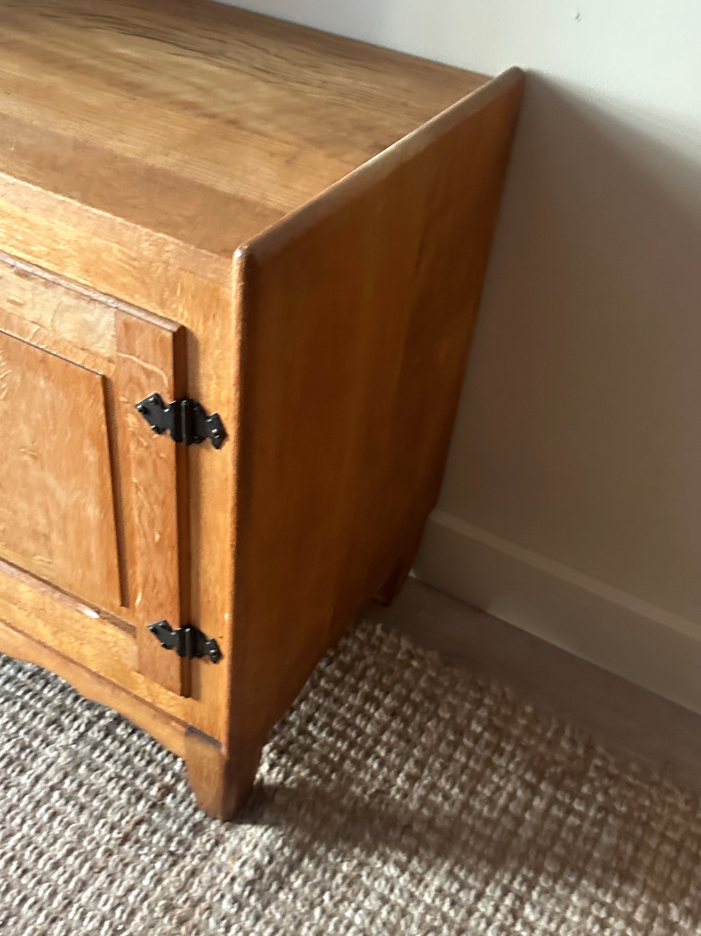 Danish oak sideboard with iron handles by Henning Kjaernulf