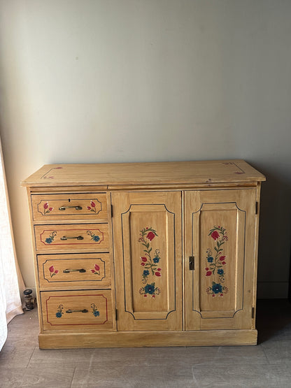 Swiss hand painted folk cabinet