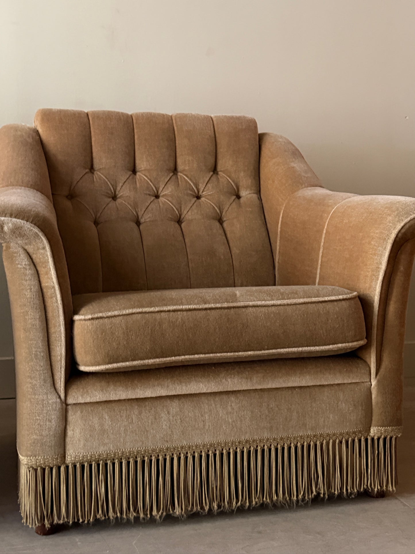 Danish mohair lounge chairs. Sold individually.