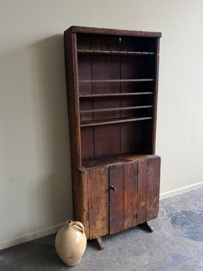 Painted pine pewter cupboard