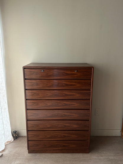 Walnut tallboy dresser