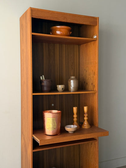 Danish Teak Bookcase with Retractable Shelf