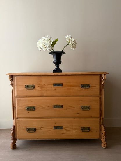 Swedish Gustavian waxed pine 3 drawer dresser