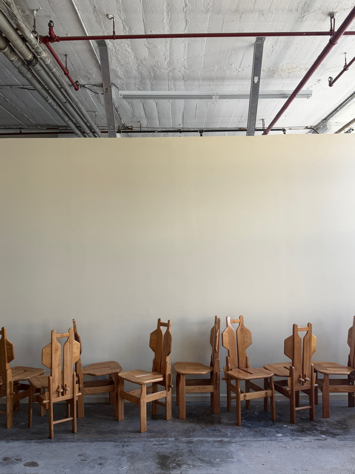 Brutalist Dutch elmwood dining chairs. Sold in pairs.