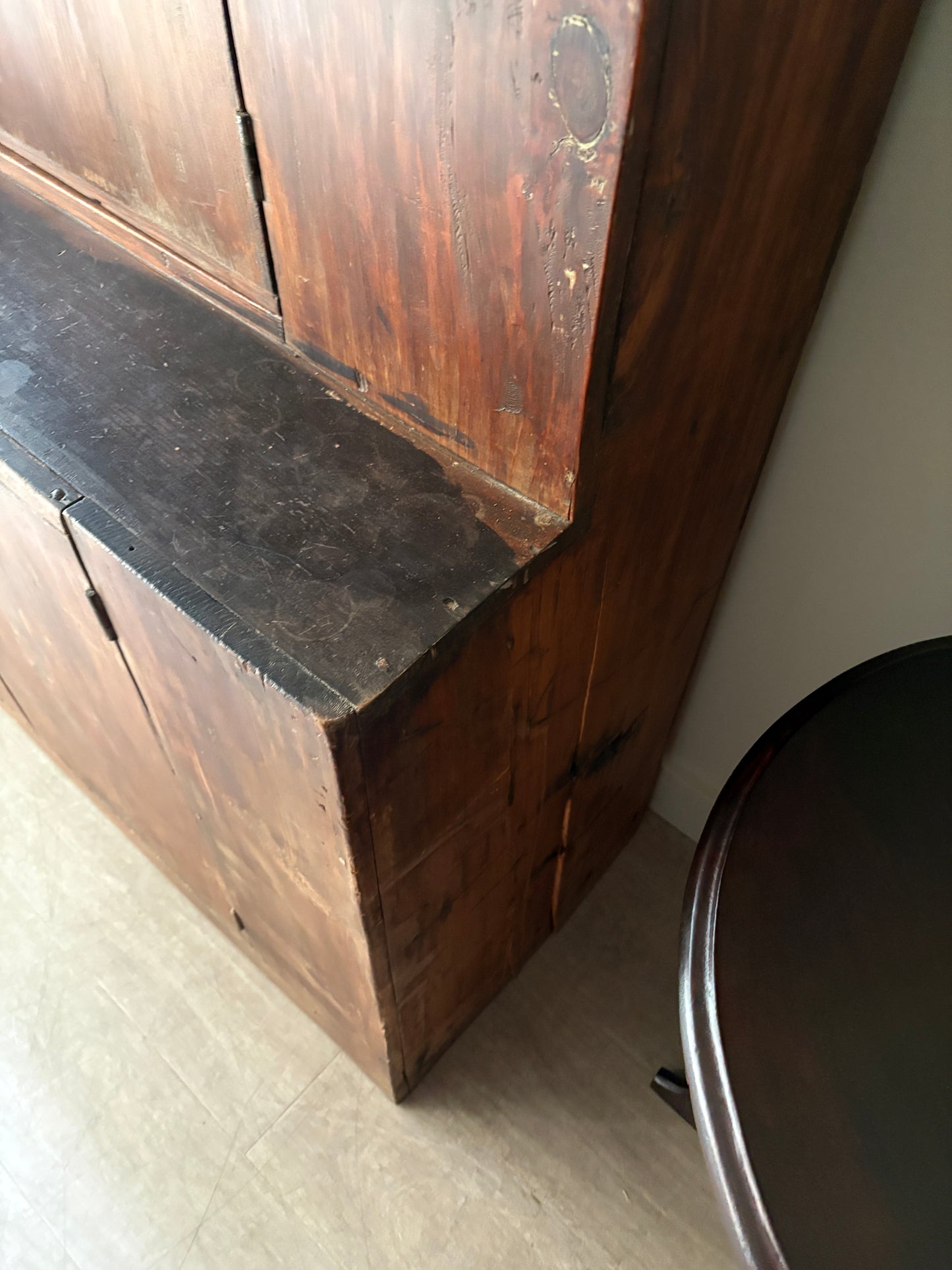 Stained pine stepback hutch