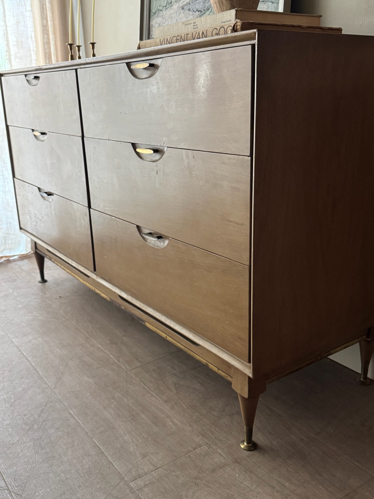 Walnut 6 drawer dresser