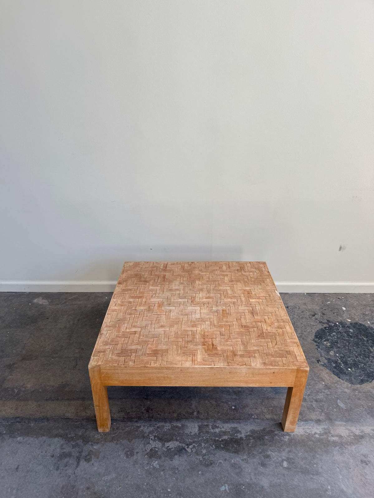 Woven bamboo top beech coffee table