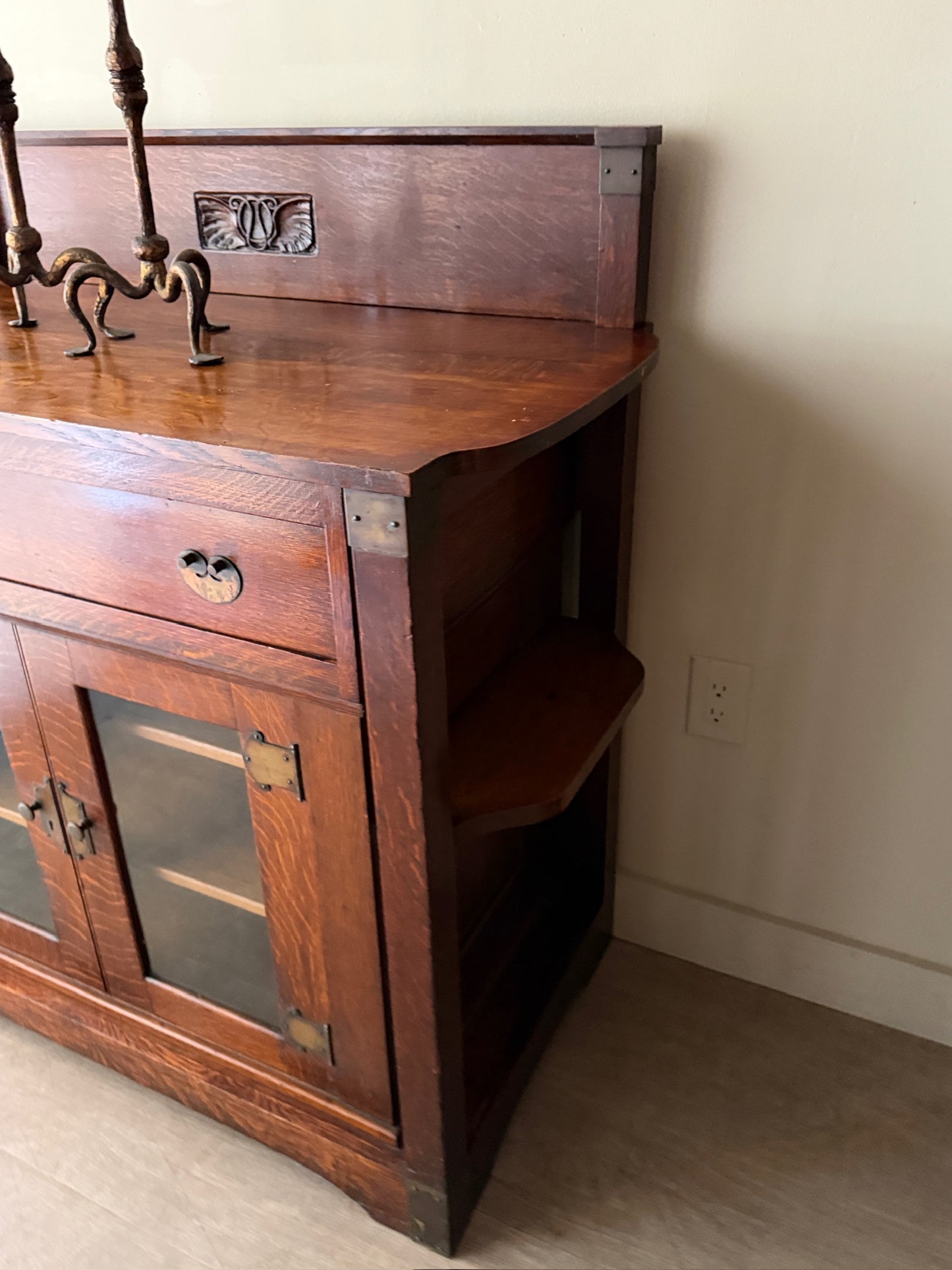 English Arts & Crafts carved oak server