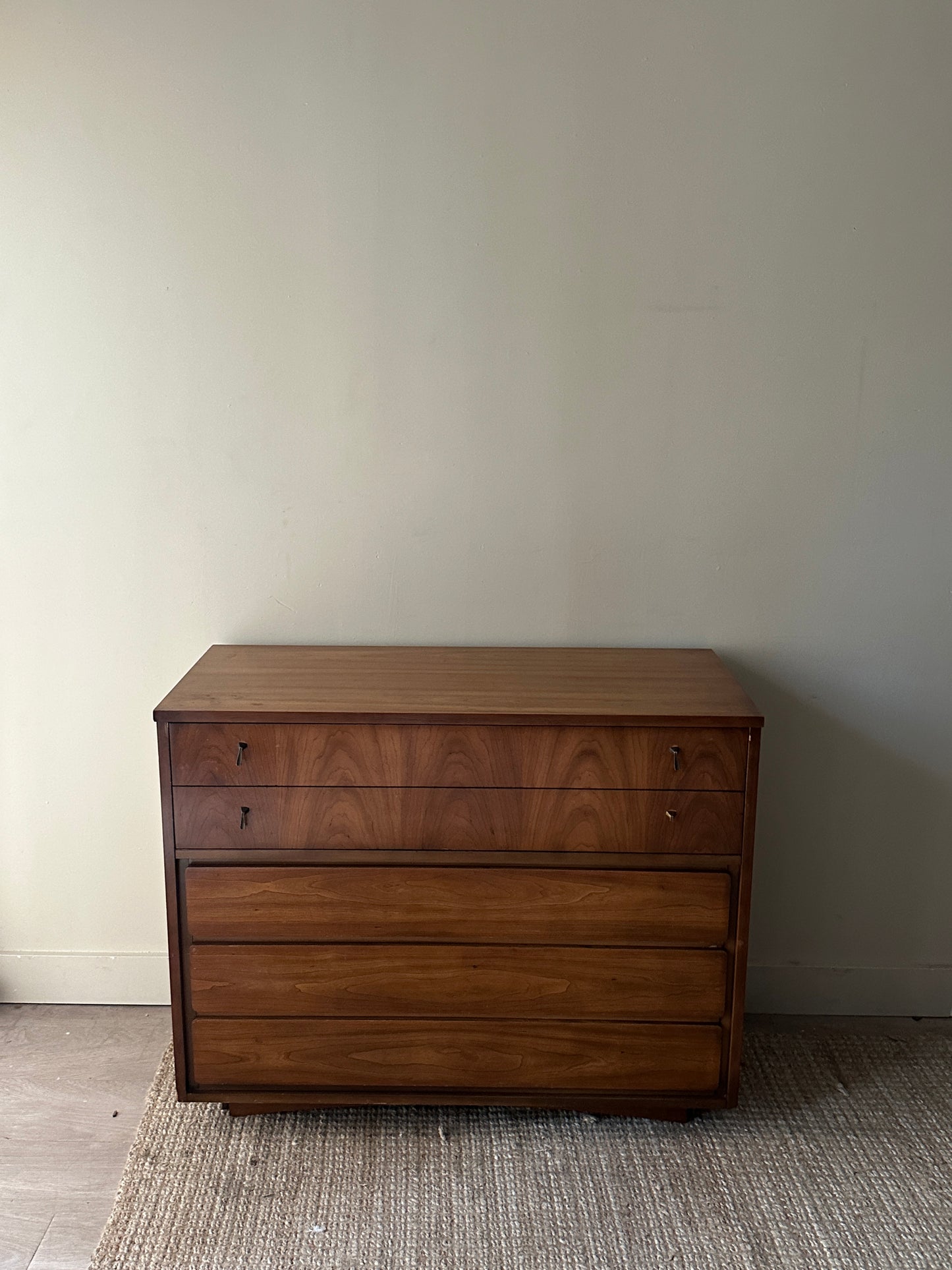Walnut dresser with brass pulls