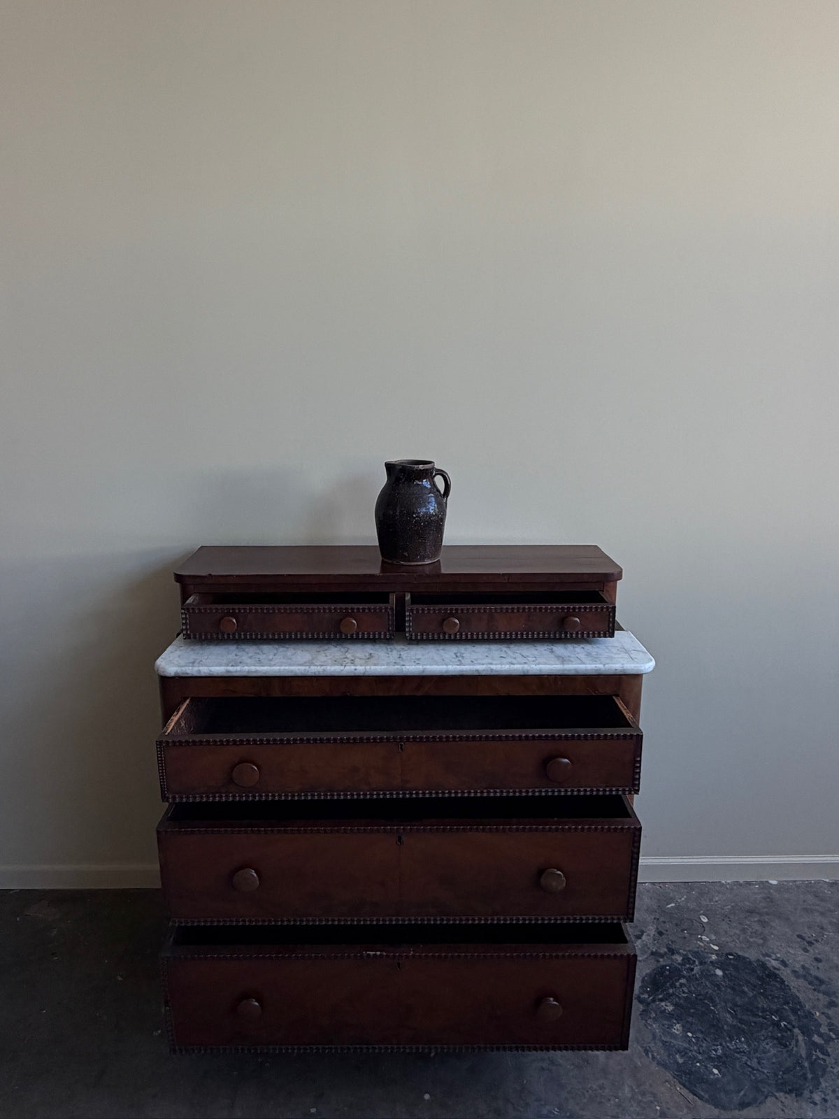 Empire marble top mahogany dresser