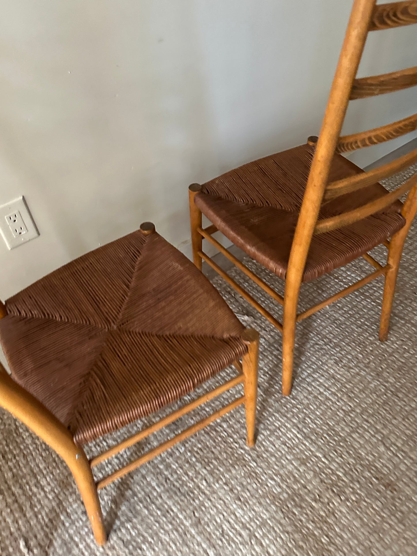 Woven ladder back chairs. Sets of 2.
