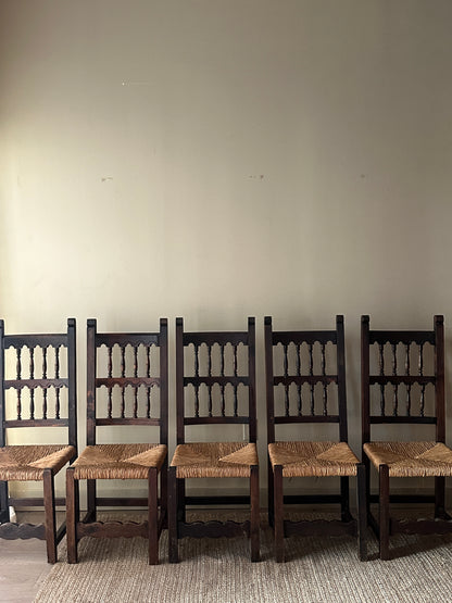 Rush and pine dining chairs (set of 2)