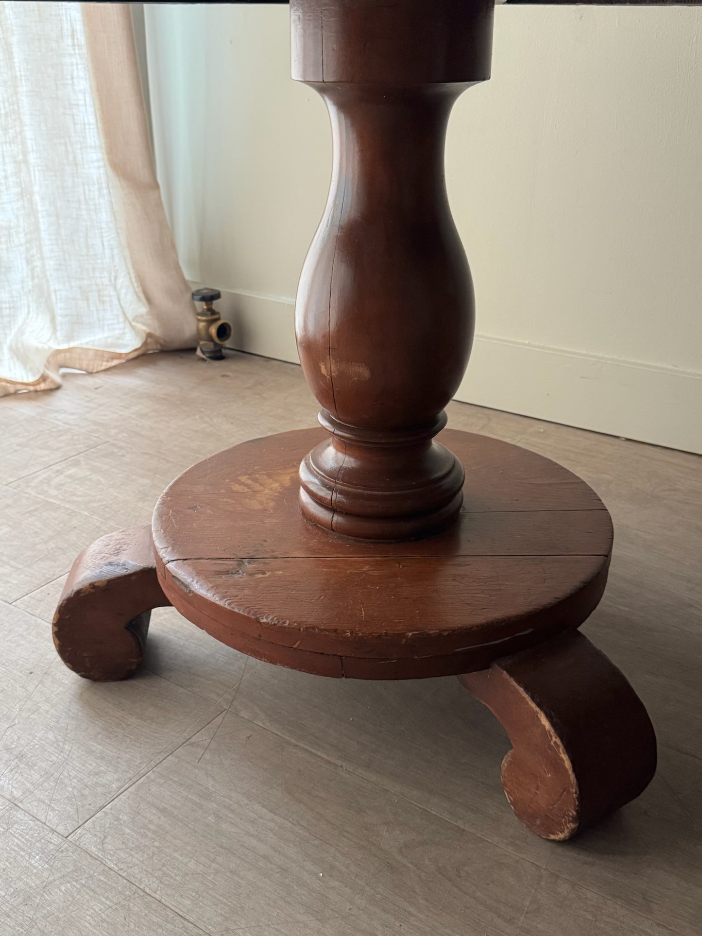 Round pine dining table