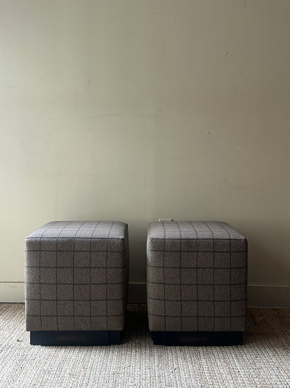 Wool ottomans. Holes in fabric on two sides.
