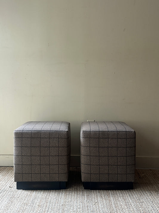 Wool ottomans. Holes in fabric on two sides.