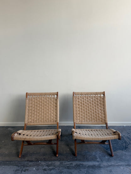 Twisted rope folding lounge chairs. Sold individually.