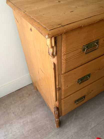 Swedish Gustavian waxed pine 3 drawer dresser