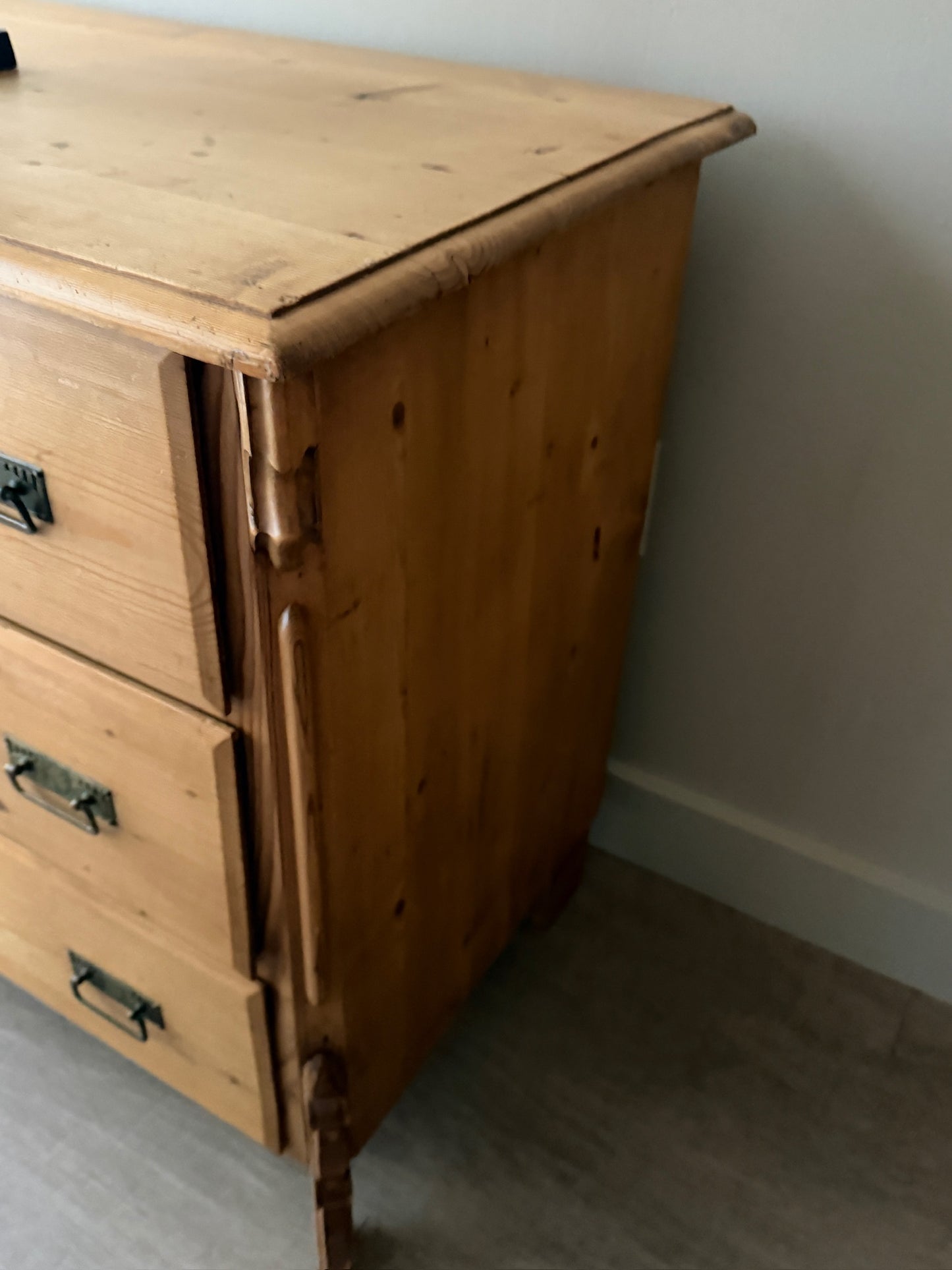 Swedish Gustavian waxed pine 3 drawer dresser