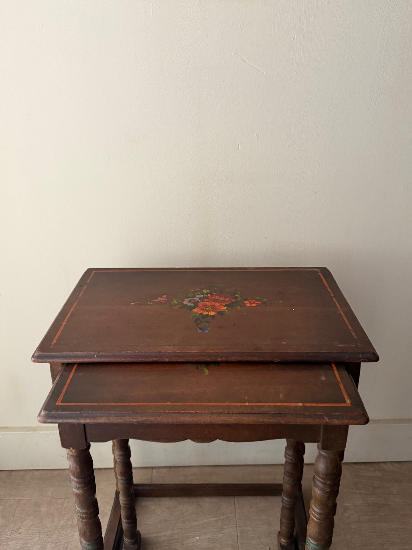 Edwardian painted oak nesting tables