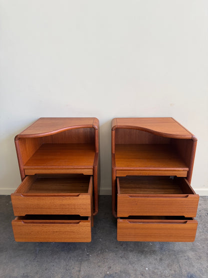 Sun Cabinet Co. teak nightstands. Sold as a pair.