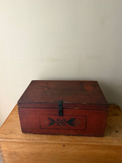 Small red painted chest