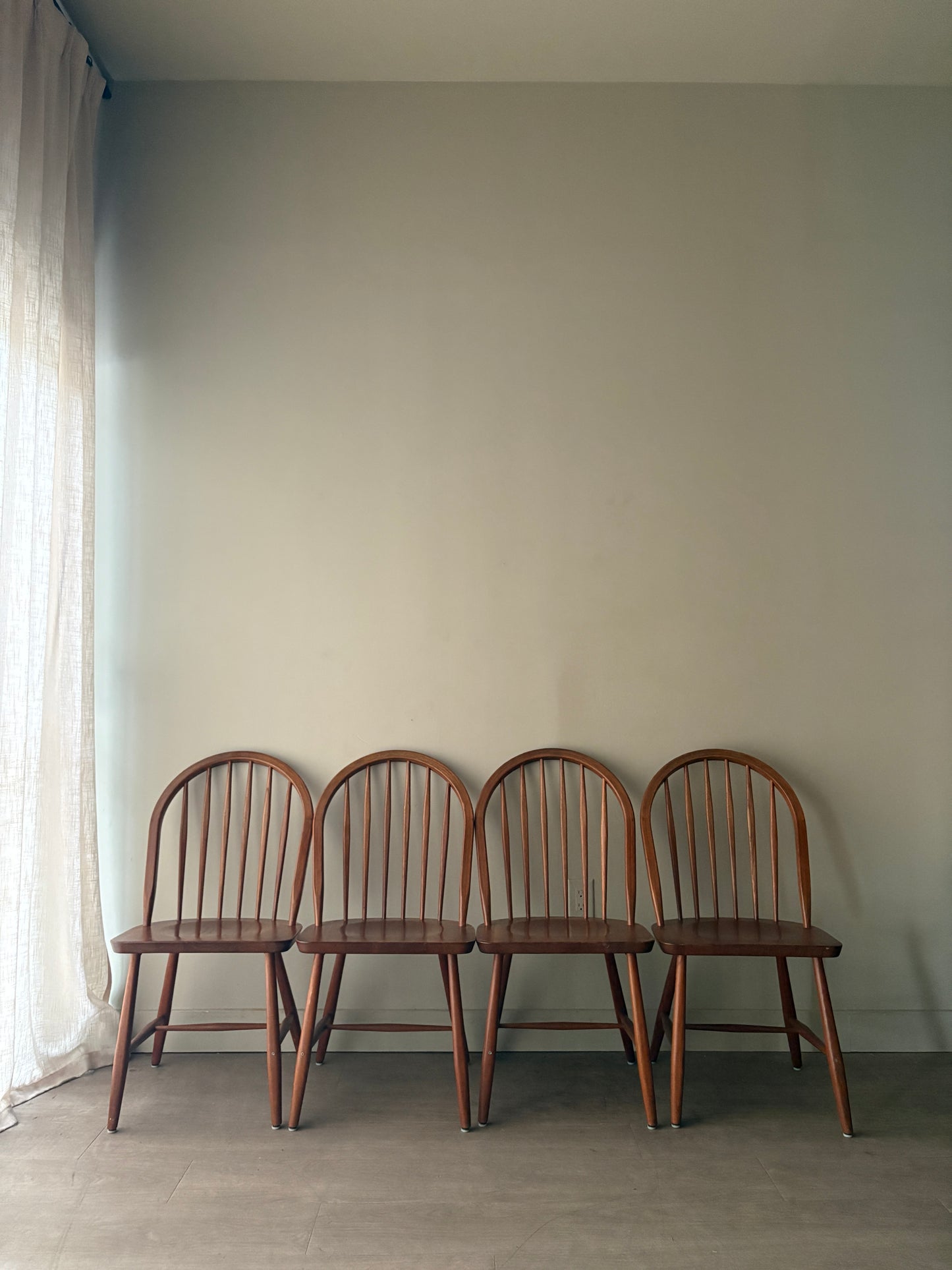 Danish teak hoop-back Windsor dining chairs. Sold in pairs.