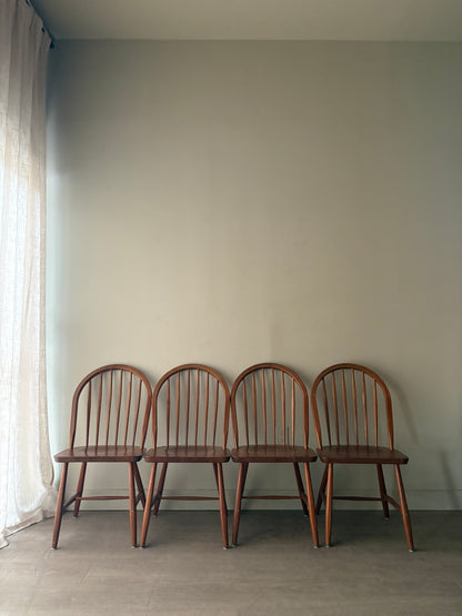 Danish teak hoop-back Windsor dining chairs. Sold in pairs.