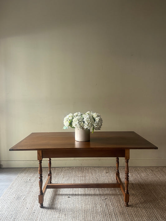 Pine stretcher base tavern table