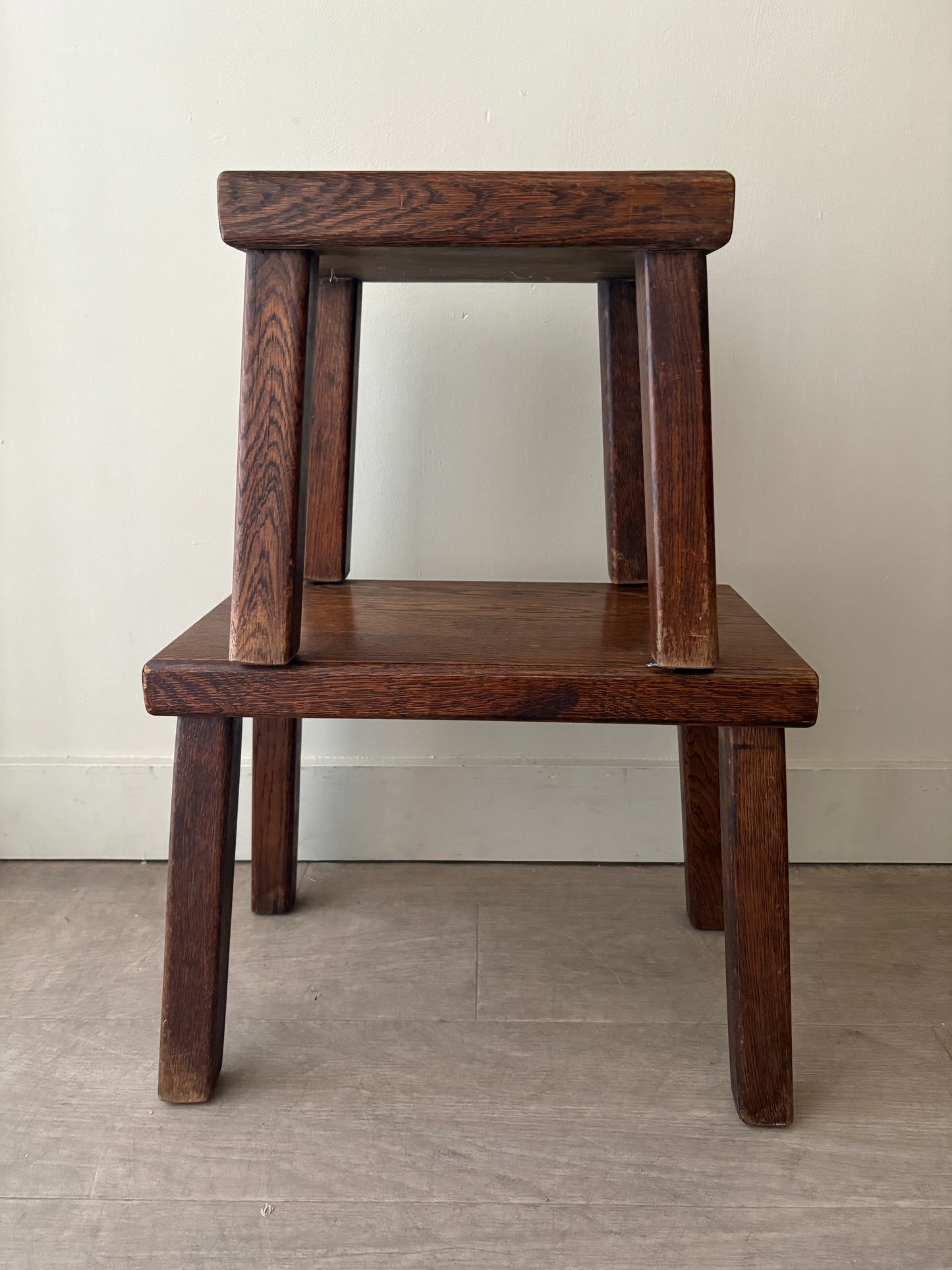 Belgian Brutalist oak nesting tables