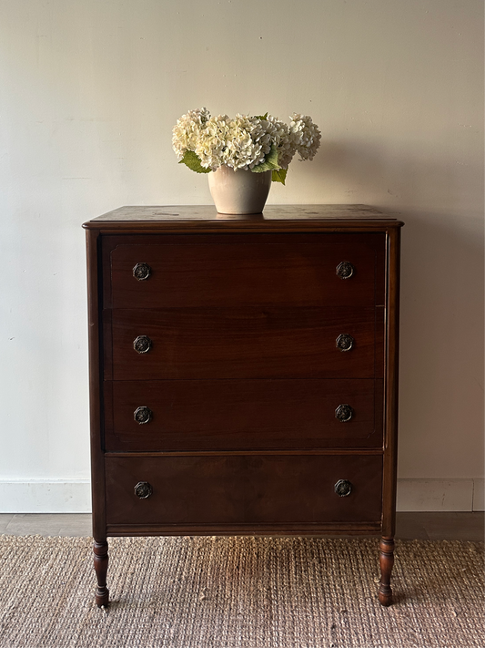 Depression era walnut tallboy