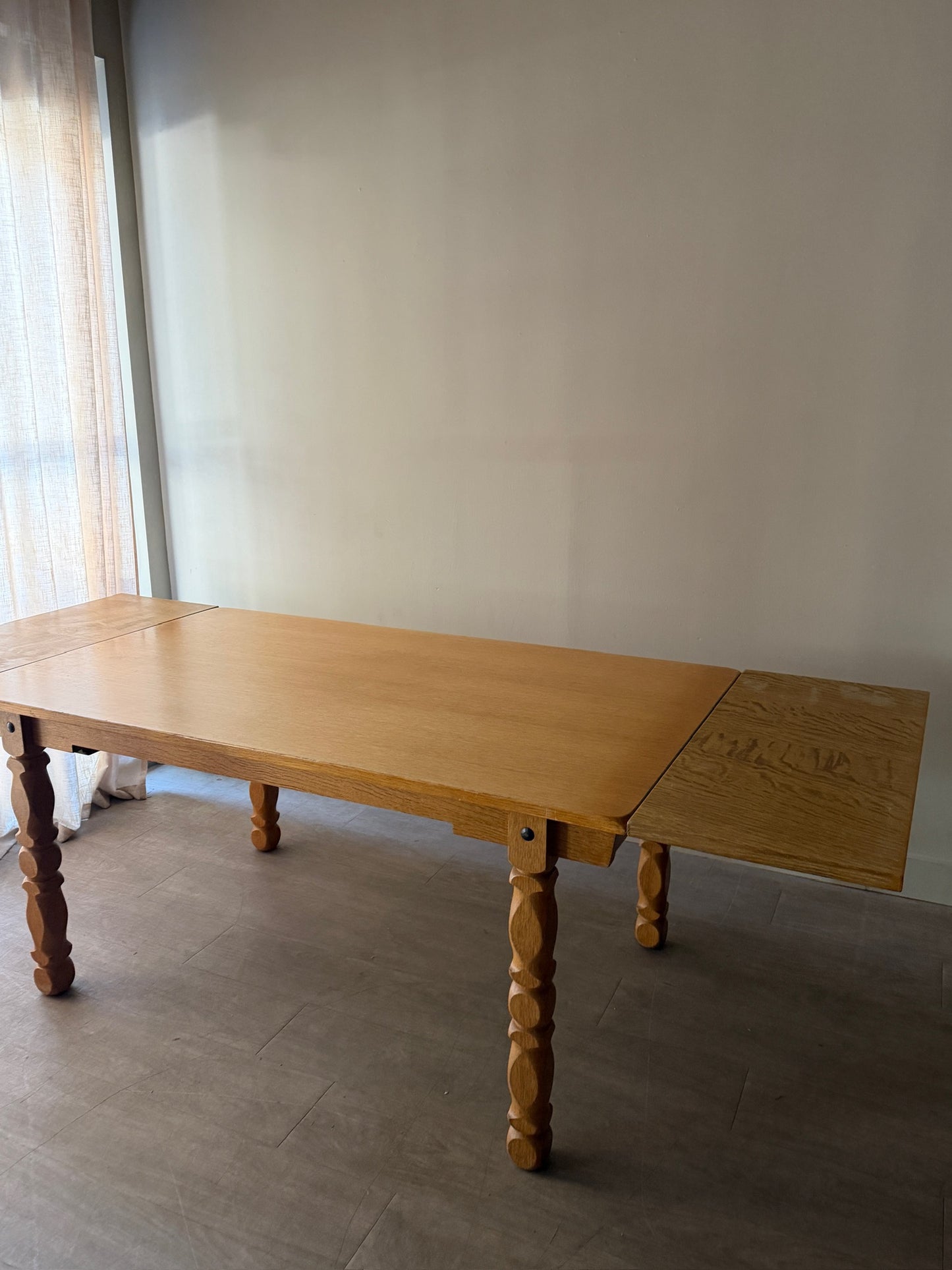 Danish oak dining table with extensions