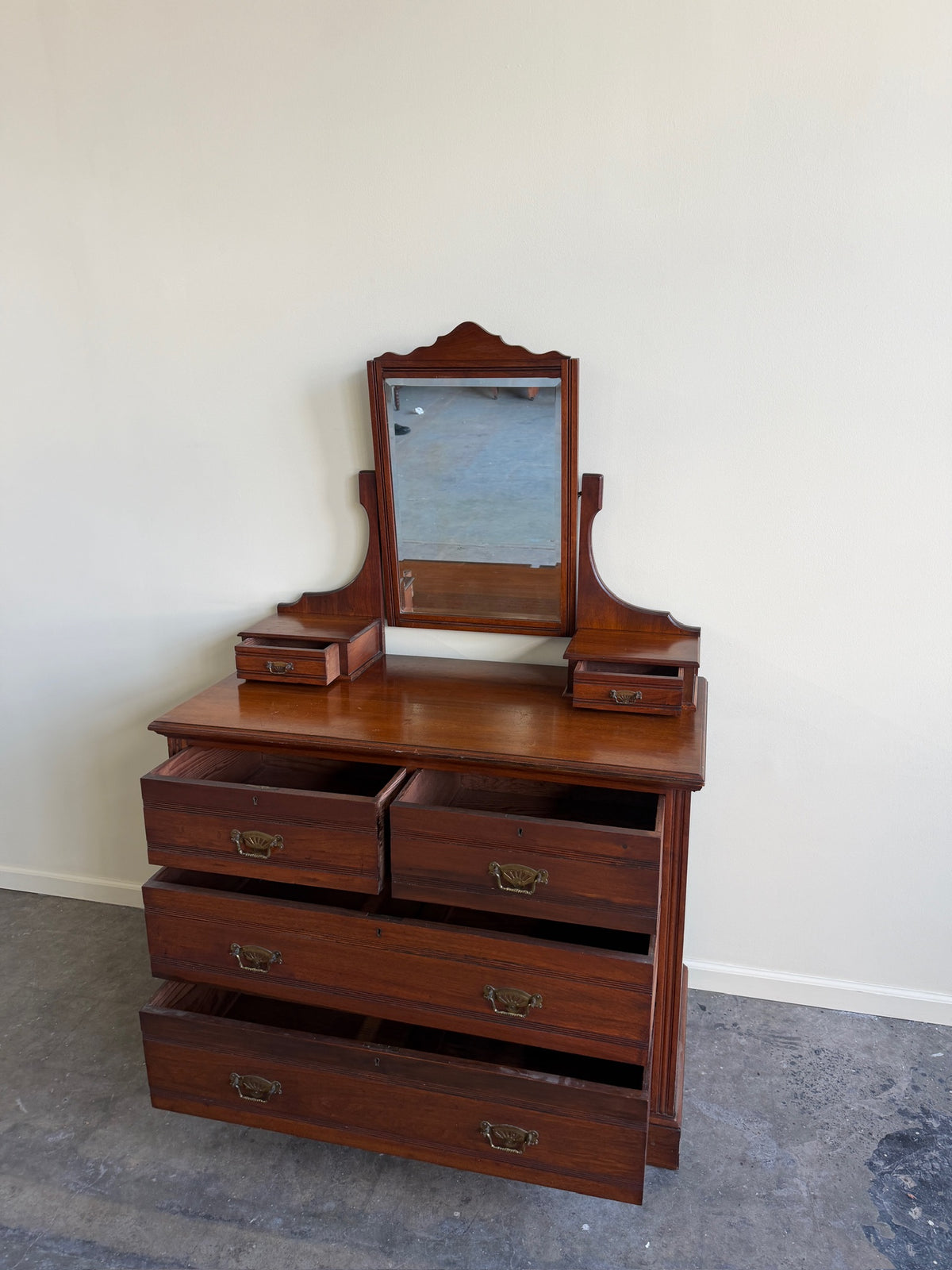 Victorian walnut dresser with mirror