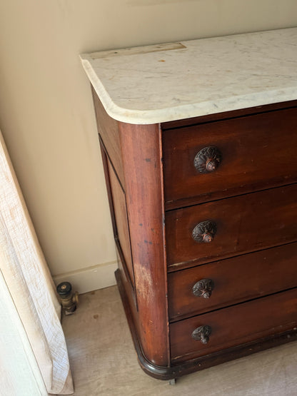 Victorian marble top walnut dresser