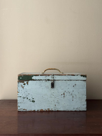 Blue painted pine toolbox