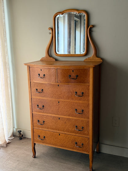 Bird’s eye maple dresser with mirror