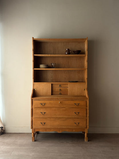 Danish oak secretary bookcase