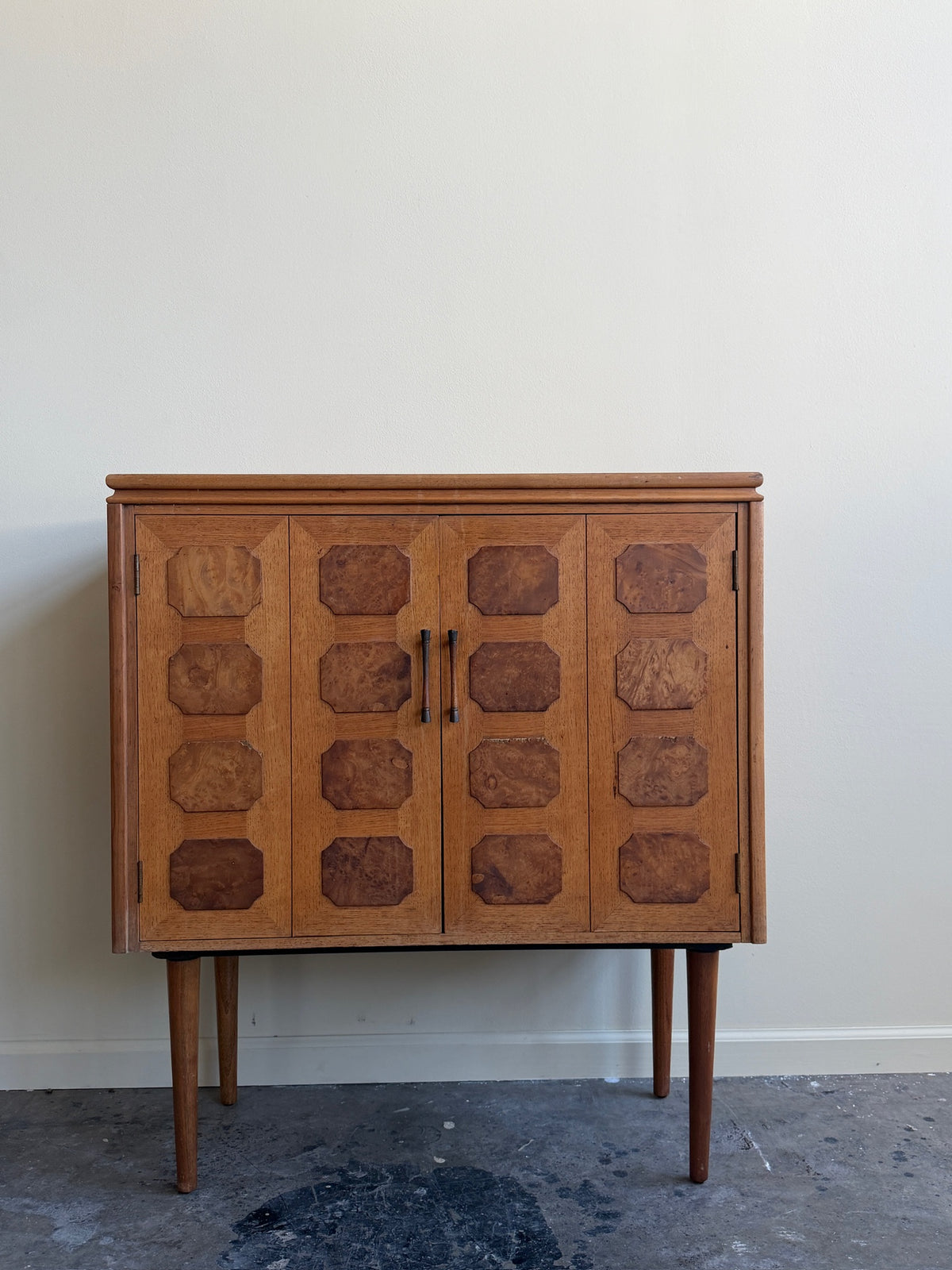 Burlwood cabinet