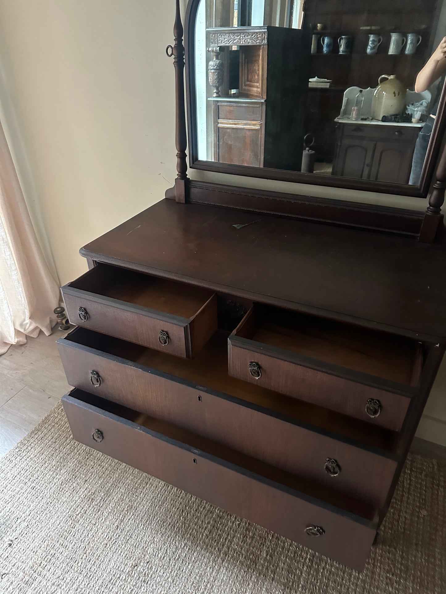 Walnut Depression Dresser with mirror