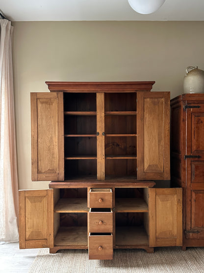 19th c. pine stepback cupboard