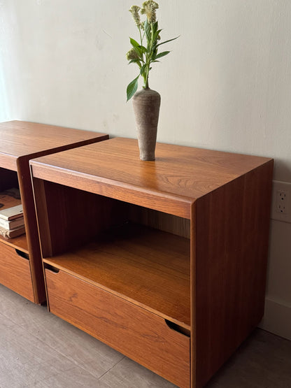 Lane walnut nightstands. Sold as a pair.