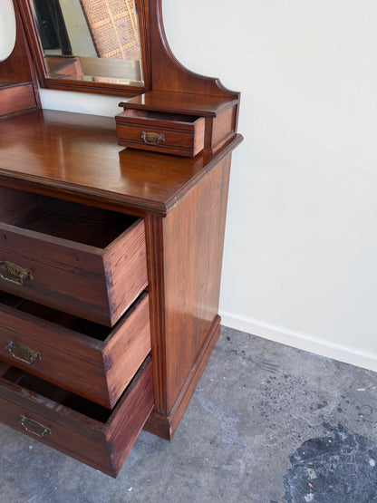 Victorian walnut dresser with mirror