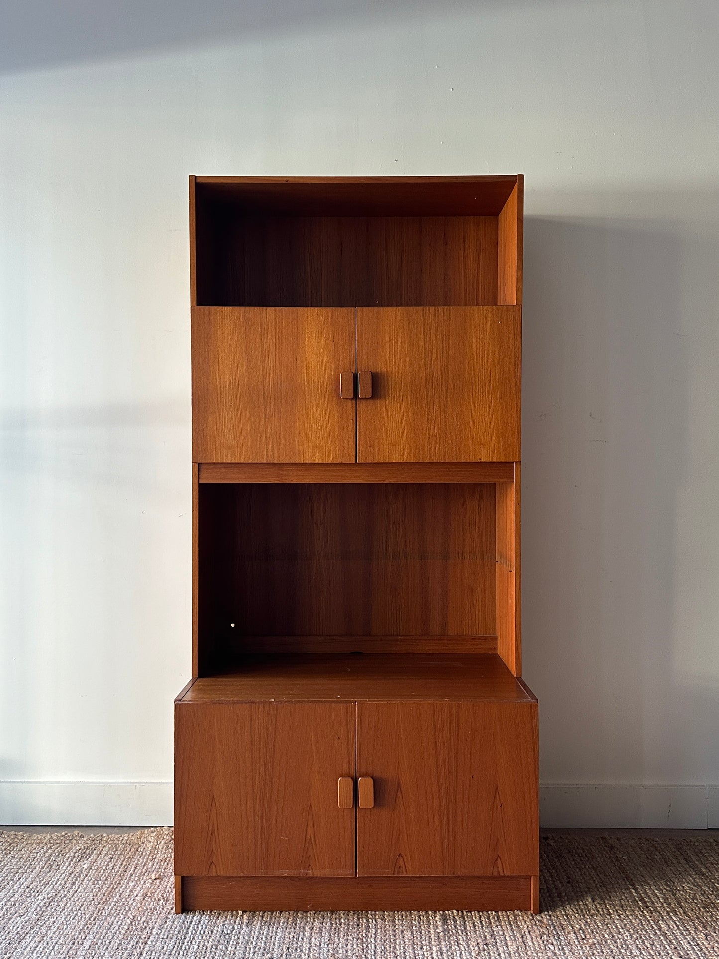 Danish two piece teak hutch