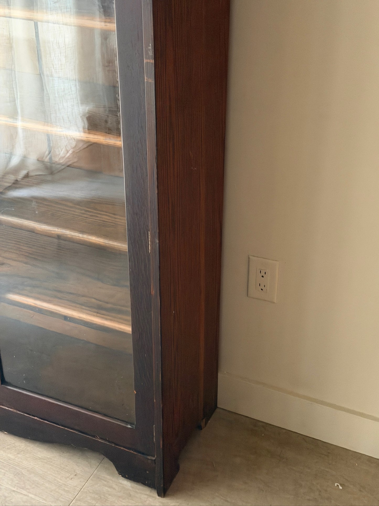 Victorian golden oak display cabinet
